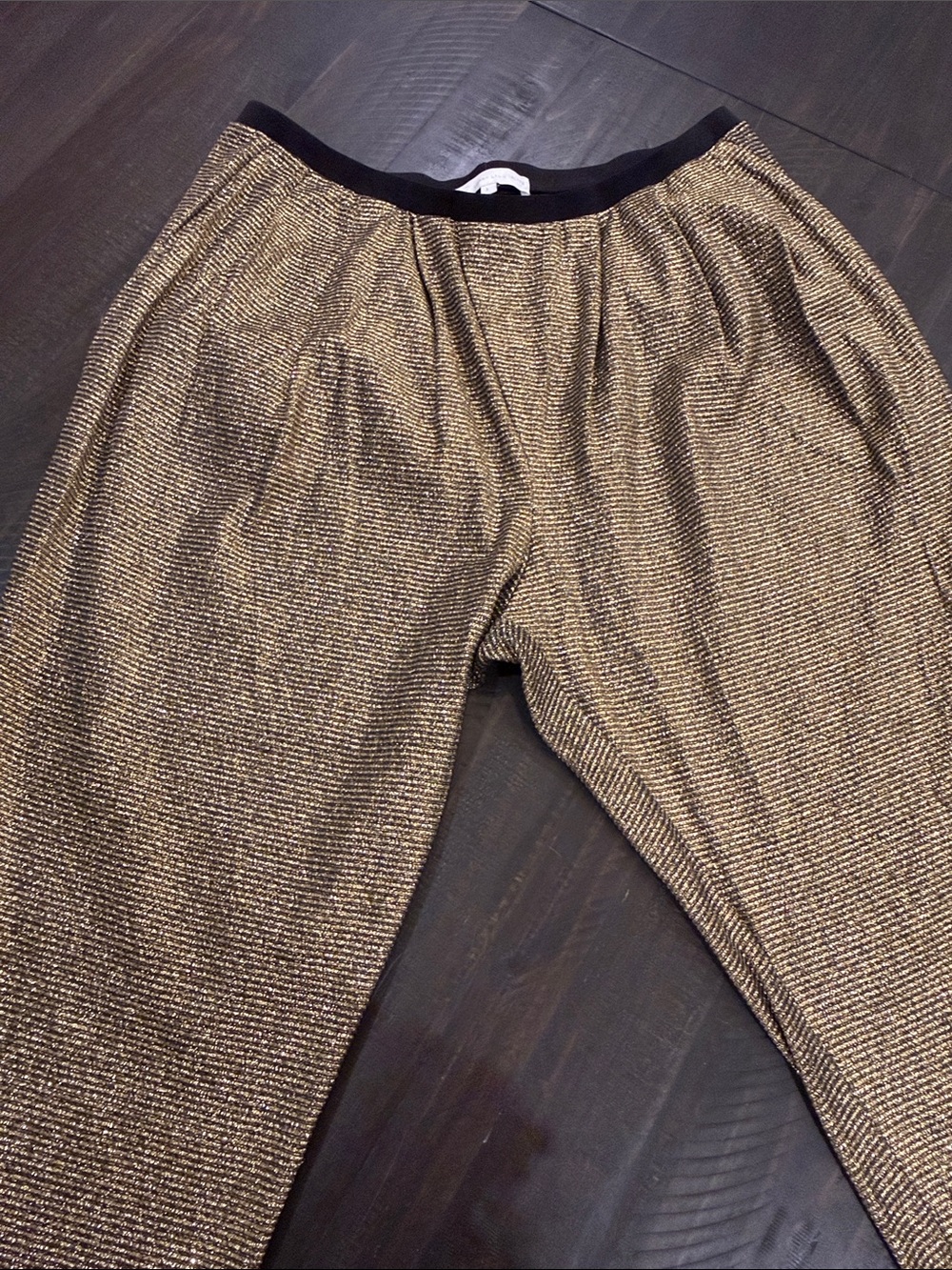 Corey Lynn Calter Black & Gold Metallic Knit Harem Pants Anthropologie Size L